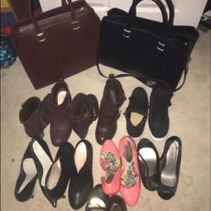 2 big H&M bags and various heels